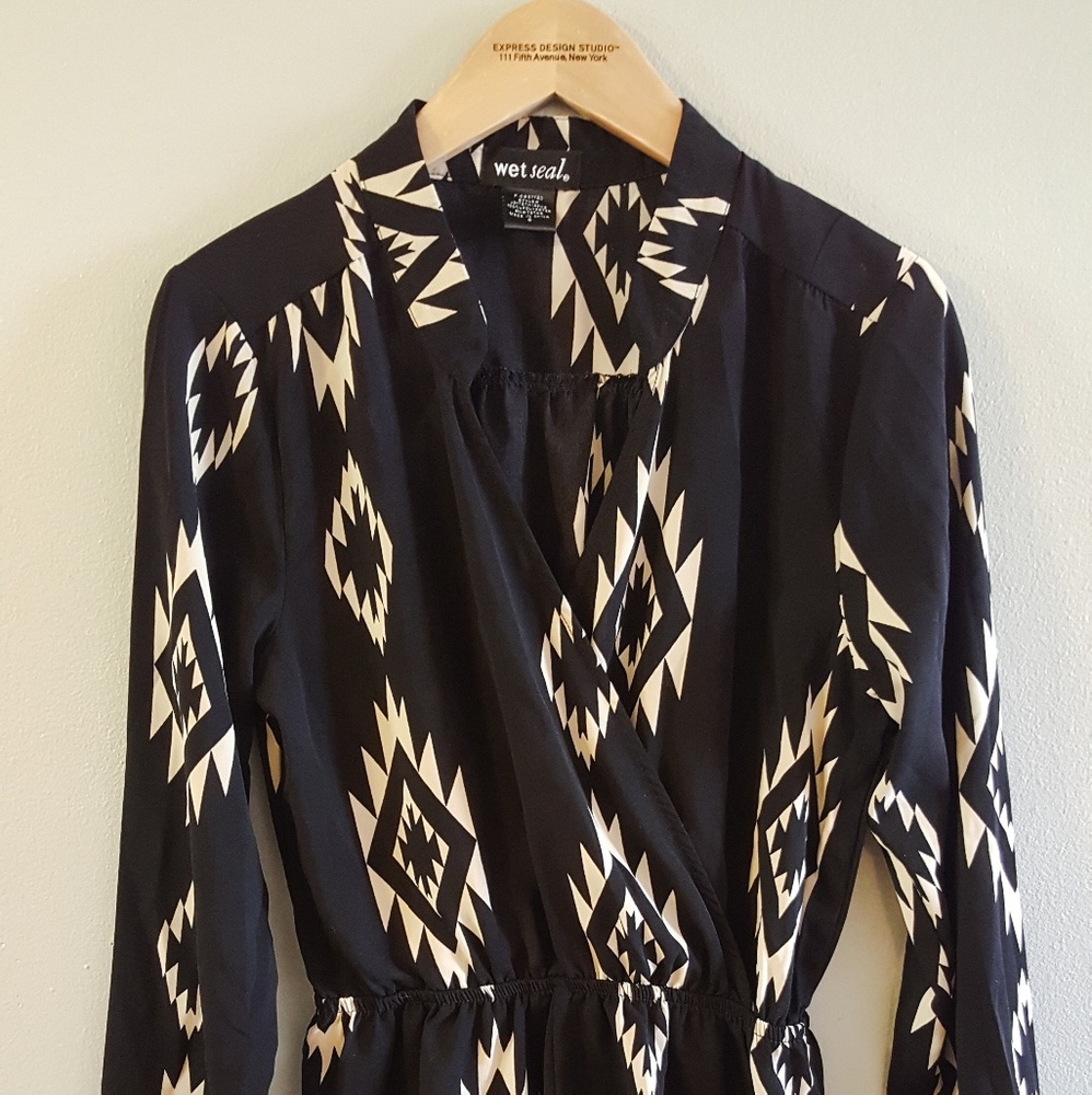 Black and Beige Patterned Romper